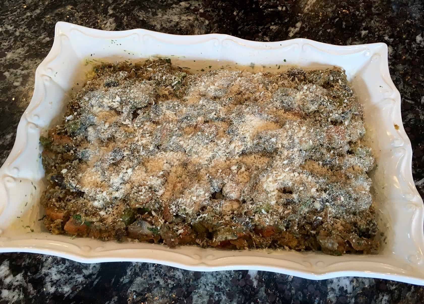 Oyster Stuffing - ready for oven