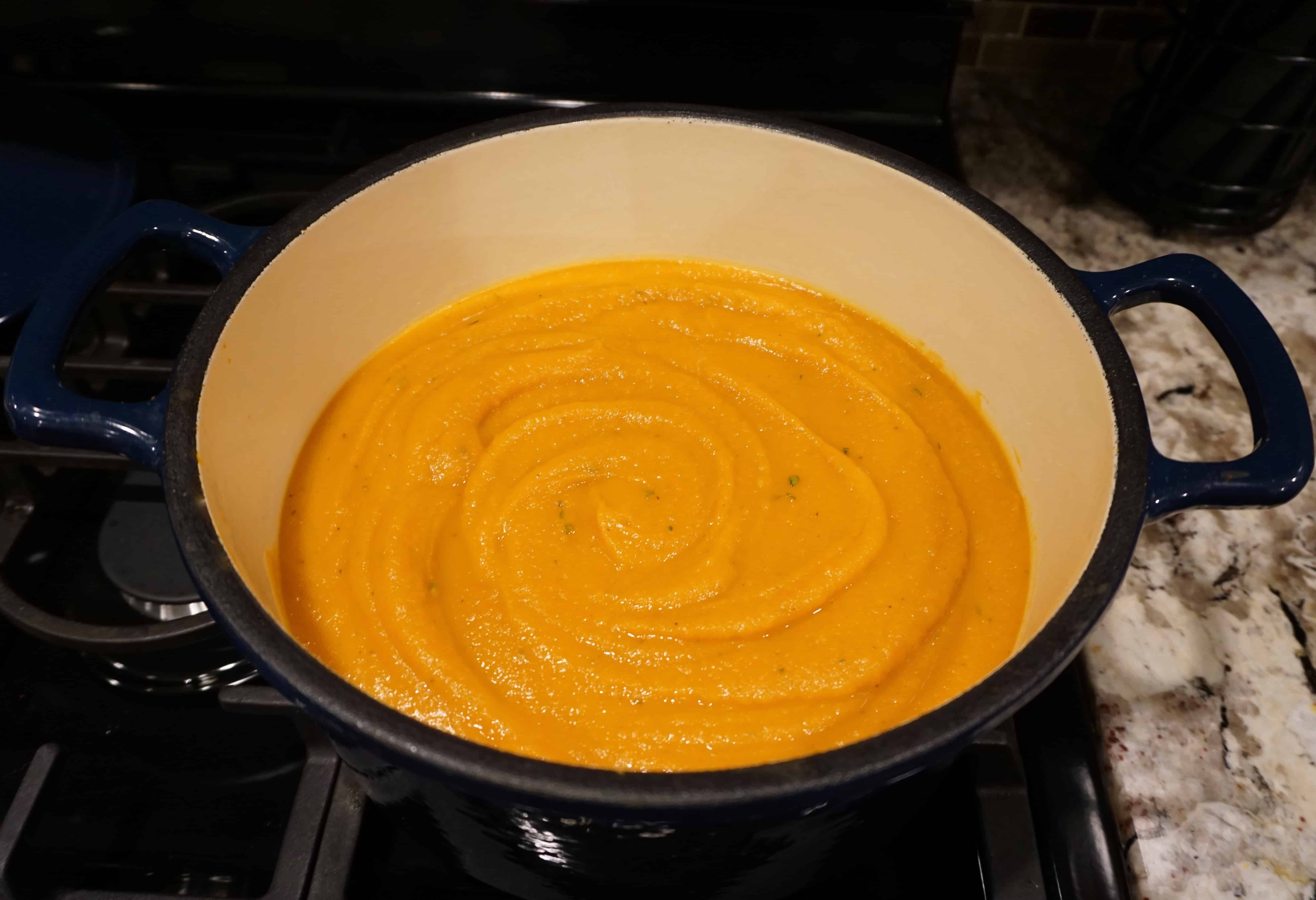 Butternut squash and sweet potato soup - done in pot