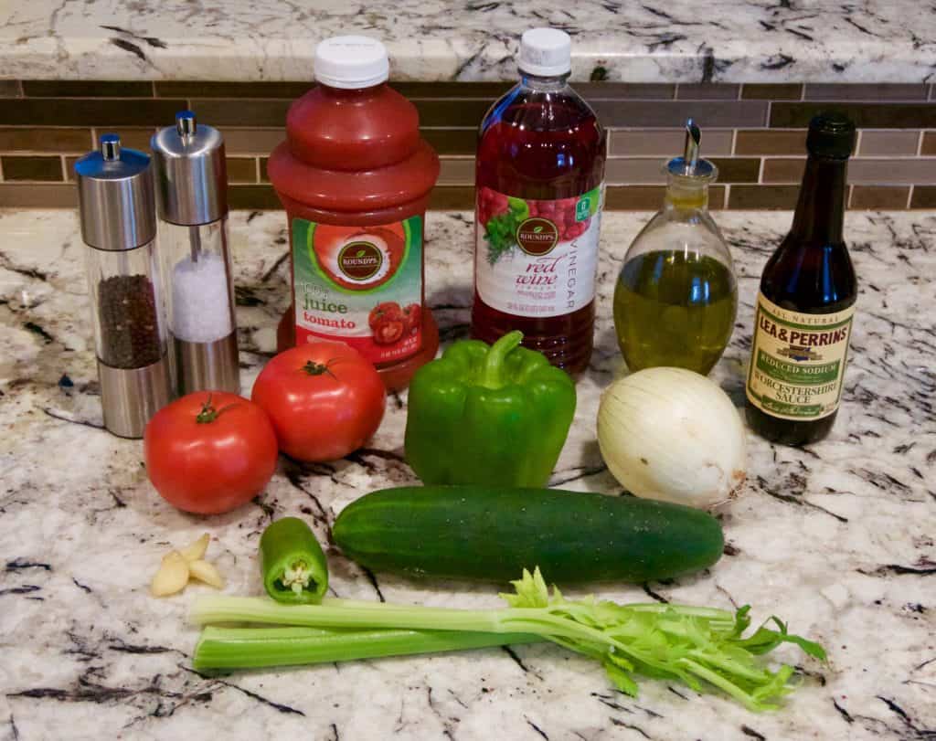 Ingredients for super healthy classic gazpacho