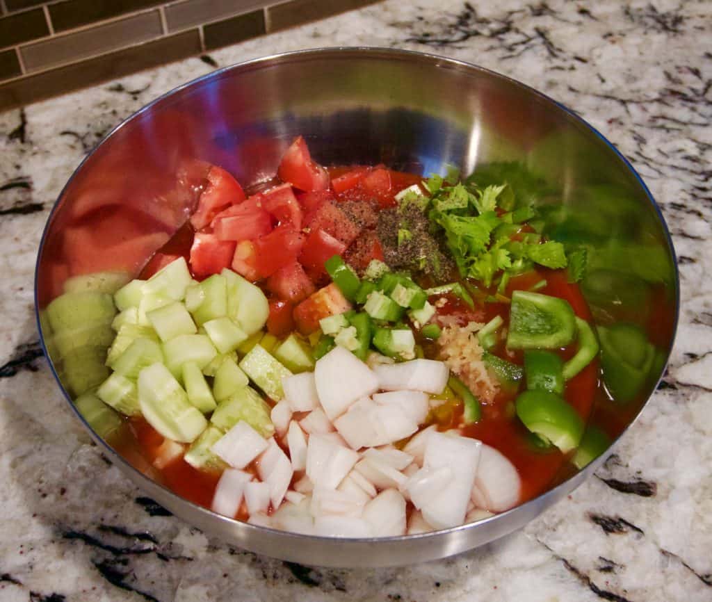 Super Healthy Classic Gazpacho ingredients before they are blended
