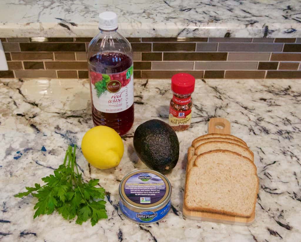 Ingredients required for simple tuna avocado toast