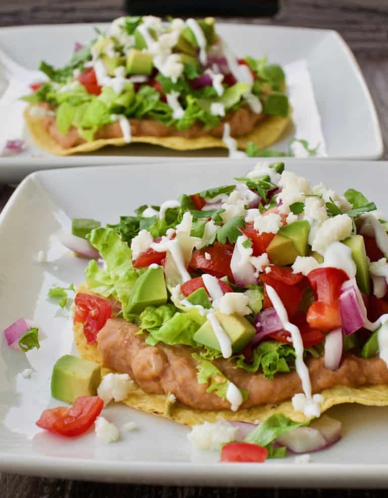 Insanely Easy Refried Bean Tostadas - Yummy Noises