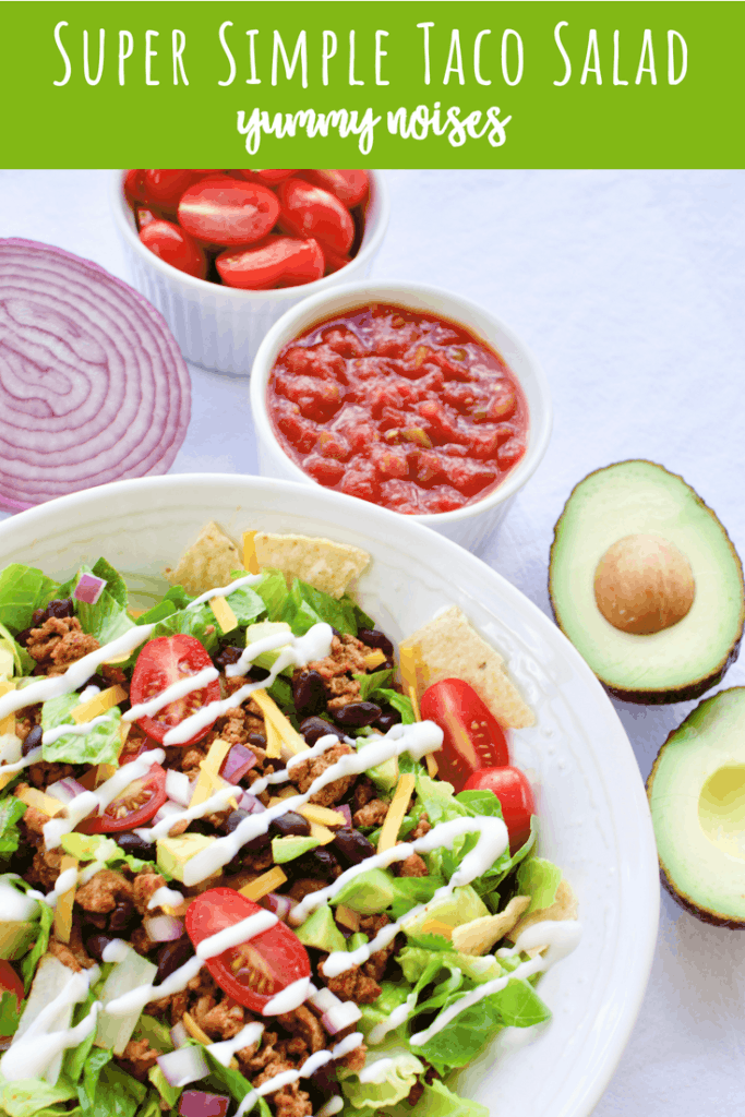 Super Simple Taco Salad | YummyNoises.com - Taco salad is a quick and easy meal packed full of all of the flavors and textures everyone loves in a classic taco!