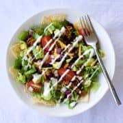 Super simple taco salad served in a bowl