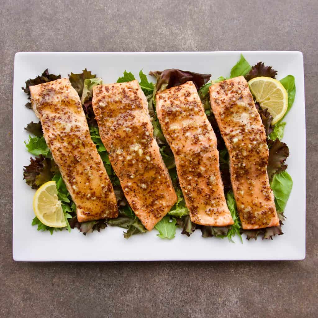 Honey Mustard Roasted Salmon - Yummy Noises