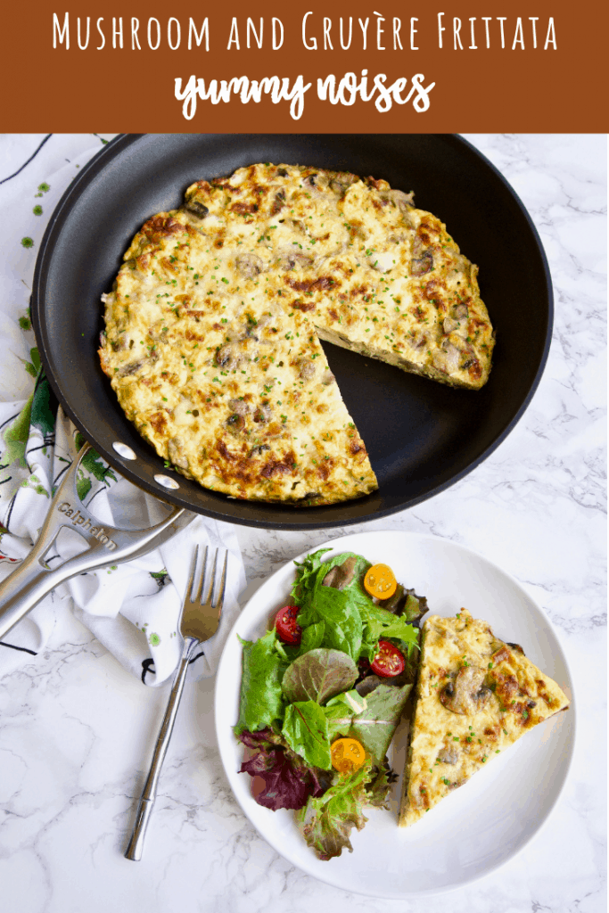 Mushroom and Gruyère Frittata - Garlicky baby bella mushrooms and nutty Gruyère cheese are the stars of this savory frittata that's a perfect meal any time of day! | YummyNoises.com