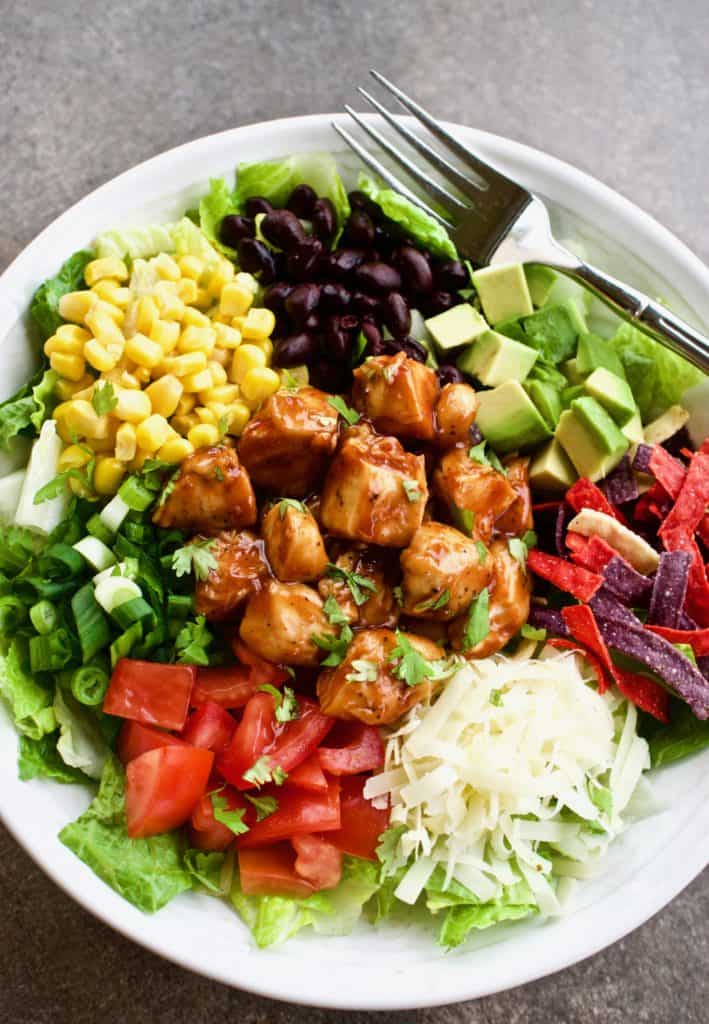 BBQ Chicken Chopped Salad viewed from above