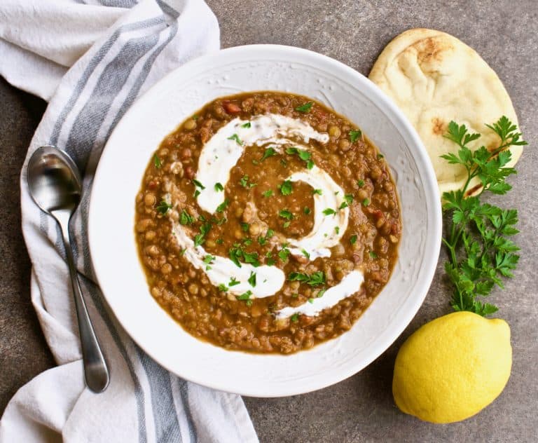 Ethiopian-Spiced Lentil Soup with Tangy Greek Yogurt - Yummy Noises