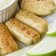 Crispy Brie Rolls with sliced apples