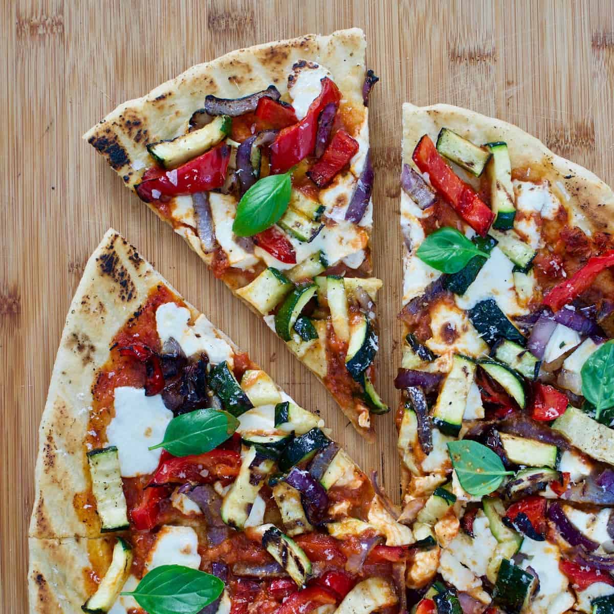 Grilled Veggie Pizza with Calabrian Chili Oil - Yummy Noises