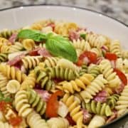 Tasty Italian pasta salad in a bowl